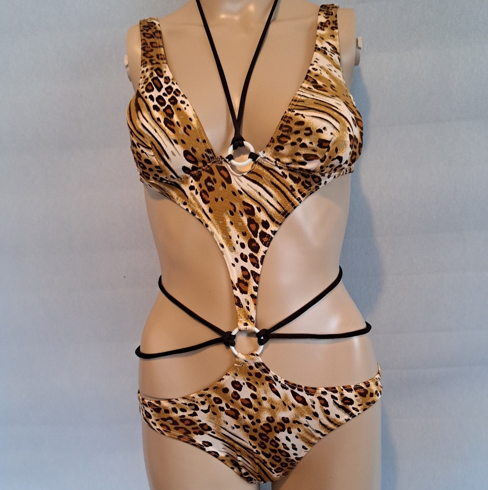 Monokini leopard cheeta tiger animal print strappy sexy